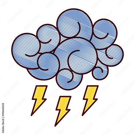 blue cloud thunderbolt storm cartoon image vector illustration drawing ...