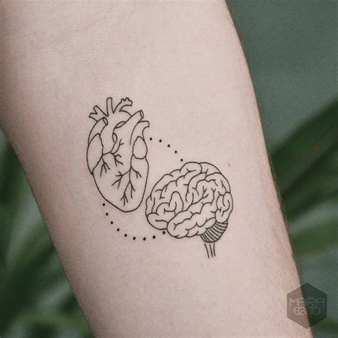 Heart Over Brain Tattoo by Maíra Egito