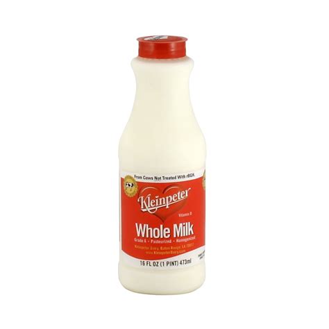 Kleinpeter Whole Milk, 1 Pint - Walmart.com - Walmart.com