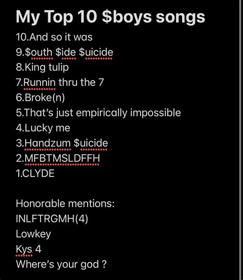 my top 10 songs how y’all feel about it. valid or I’m trippin 😂(this ...