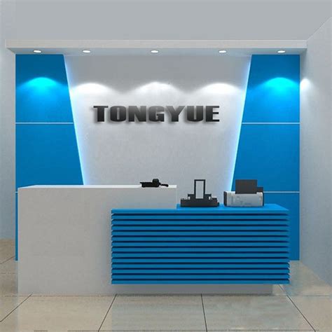 High gloss white contemporary office reception desk counter | Office reception design, Reception ...