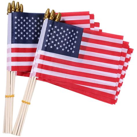 Small American Flags-12 Pack, 4x6 Inch Small American Flags on Stick ...