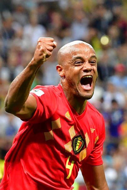 Belgium's defender Vincent Kompany celebrates after Brazil scored an ...