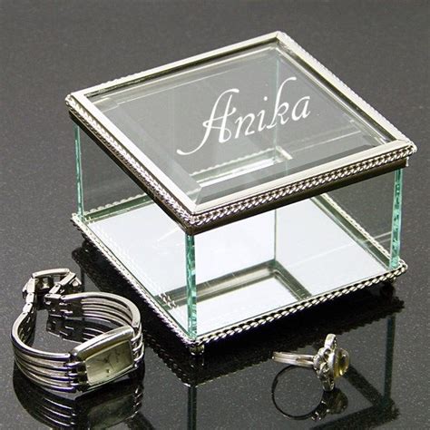 Glass Jewelry Box Engraved with Name | Glass jewelry box, Jewelry box mirror, Engraved jewelry box