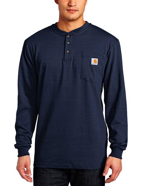 Carhartt Men's Workwear Pocket Henley Shirt (Regular and Big & Tall Sizes) Long Sleeve Navy 3X ...