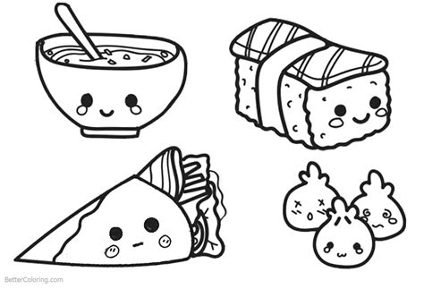 Cute Food Printable Coloring Pages