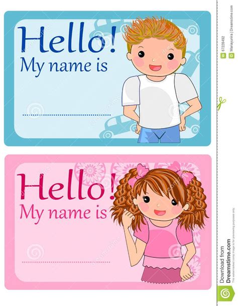 Name Tags for Kids stock illustration. Illustration of male - 67228492 ...