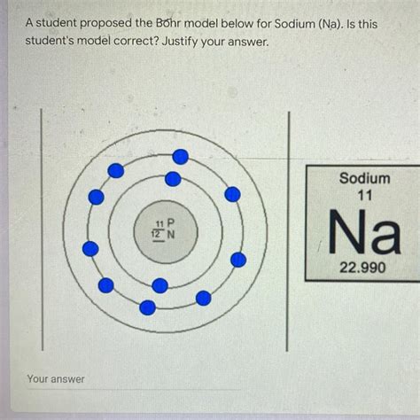 A student proposed the Bohr model below for sodium (Na). Is this student’s model correct ...