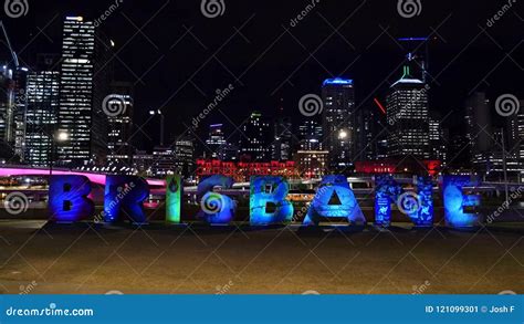 The Brisbane Sign at Night Changing Colour Stock Video - Video of ...