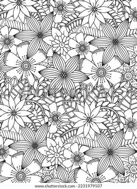 Floral Adult Coloring Page Vector Art Stock Vector (Royalty Free ...