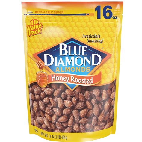 Buy Blue Diamond Almonds Honey Roasted Snack Almonds, Honey Roasted, 1 ...