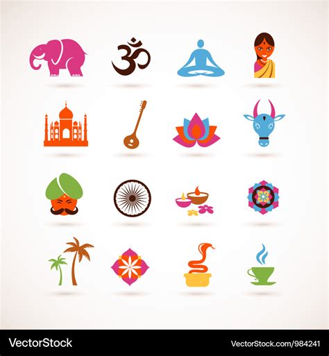 Collection india icons Royalty Free Vector Image