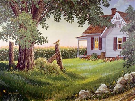 Country life painted by John Sloane | Farm art, Cottage art, Country art