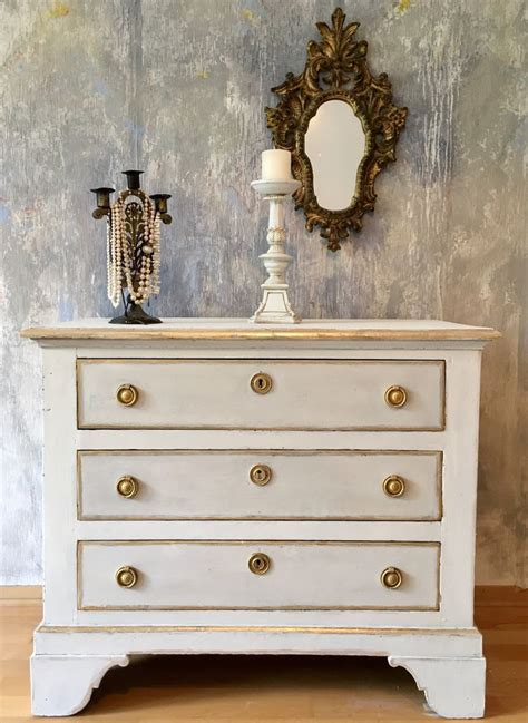 Commode in White and Gold | White painted furniture, White and gold ...