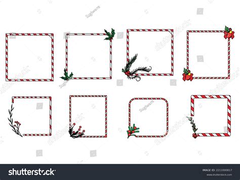 Set Christmas Frame Border Rectangle Isolated Stock Vector (Royalty ...