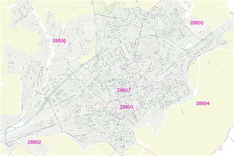 Alcala de henares city map with postcode districts