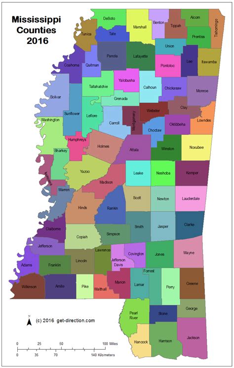 Map of Mississippi Counties