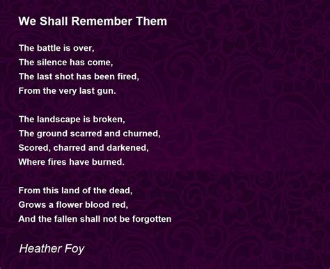 We Shall Remember Them - We Shall Remember Them Poem by Heather Foy