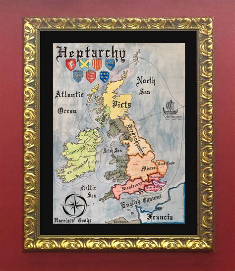 Map of Anglo-saxon Britain the Heptarchy - Etsy