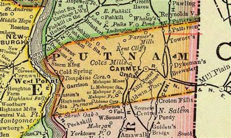 Putnam County, New York, 1897, Map, Rand McNally, Carmel, Mahopac ...