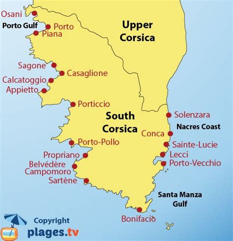 Beaches in the South Corsica department in France - The seaside resorts of the South Corsica ...