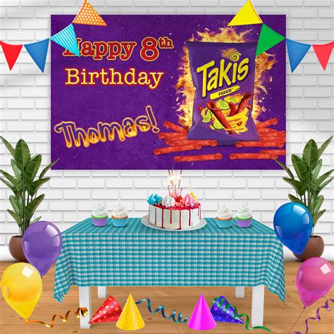 Takis Nachos Snack Birthday Banner Personalized Party Backdrop Decorat – Ediblecakeimage