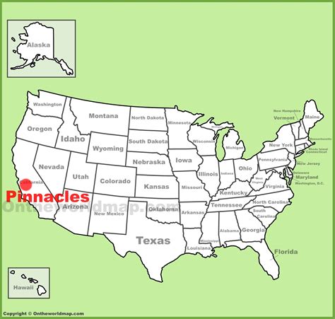 Pinnacles National Park location on the U.S. Map - Ontheworldmap.com