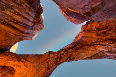 Rainbow at Double Arch - Utah National Park Trips