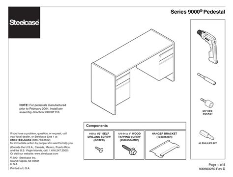 STEELCASE PEDESTAL 9000 SERIES ASSEMBLY INSTRUCTIONS Pdf Download ...