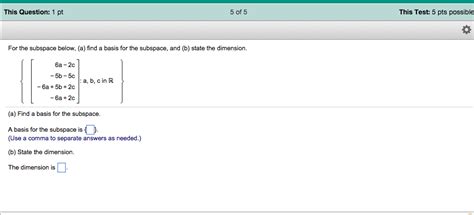 Solved For the subspace below, (a) find a basis for the | Chegg.com