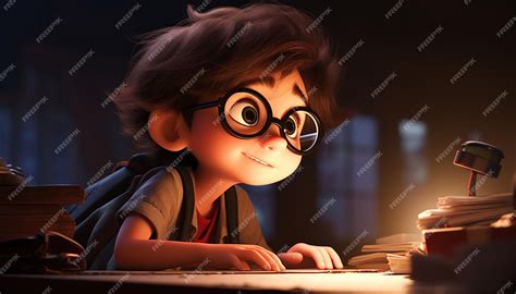 Premium AI Image | a very cute kid caracter animation pixar style