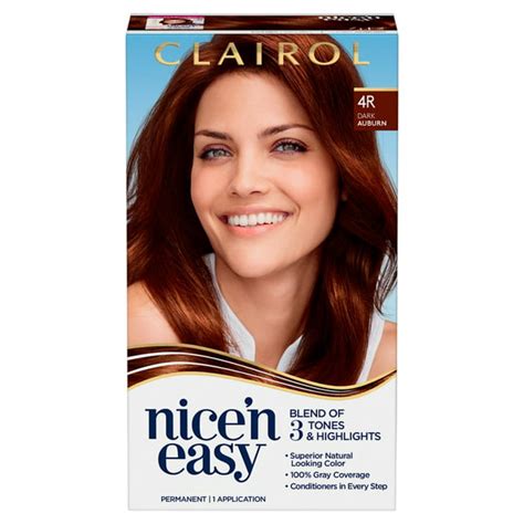Clairol Nice'n Easy Permanent Hair Color Crème 4R Dark Auburn, 1 Application - Walmart.com ...