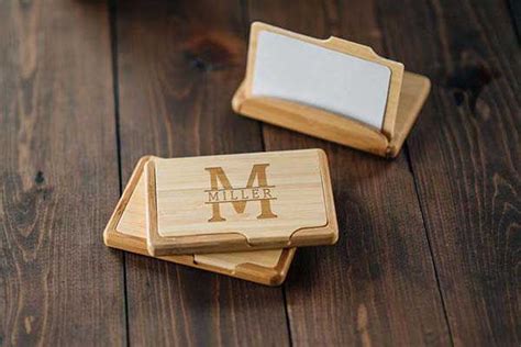 Handmade Wooden Business Card Holder with Personalization | Gadgetsin