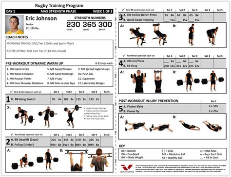 an exercise sheet with instructions on how to do the dumbbells and bench press