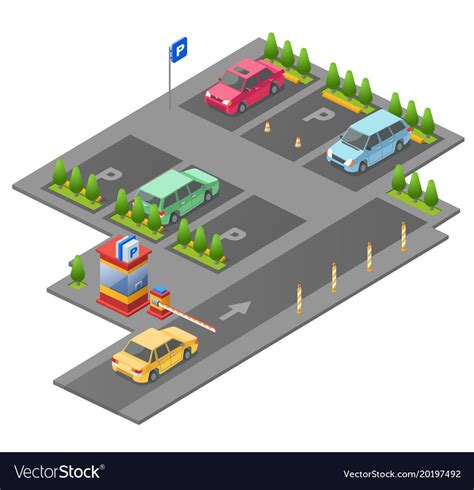 Parking lot isometric 3d Royalty Free Vector Image