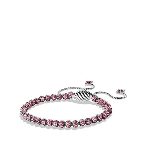 David yurman Petite Pave Bracelet With Pink Sapphire in Pink | Lyst