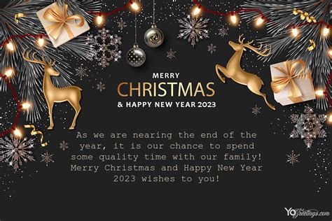 Customize Luxury Merry Christmas and Happy New Year 2023 Greeting Cards