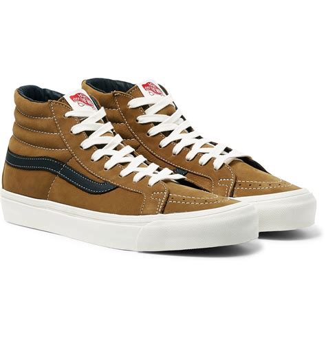 Vans - OG SK8-Hi LX Leather-Trimmed Nubuck High-Top Sneakers - Brown Vans