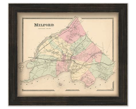 MILFORD, Connecticut, 1868 Map, Replica or Genuine Original