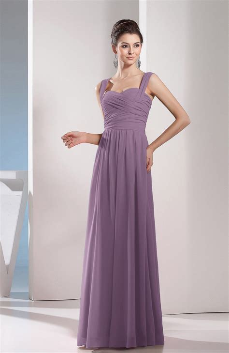 Mauve Bridesmaid Dress - Cute A-line Chiffon Floor Length Ruching | BjsBridal