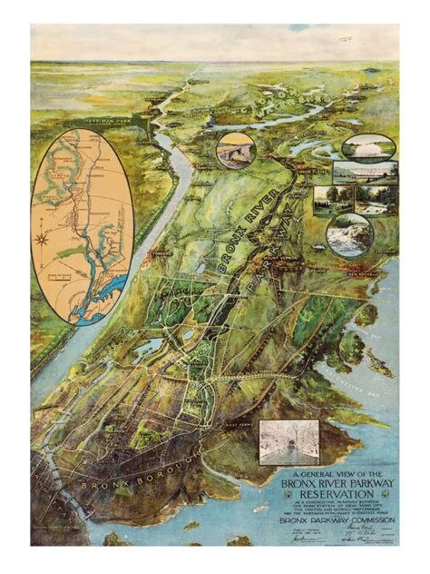 Old Map of Bronx River Parkway in New York, 1915