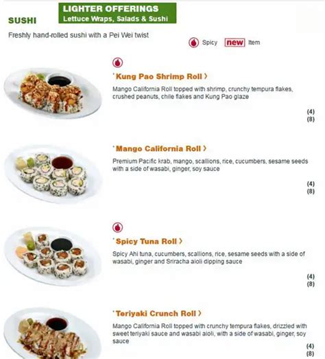 Pei Wei Asian Diner Menu, Menu for Pei Wei Asian Diner, The Woodlands, Houston - Urbanspoon/Zomato