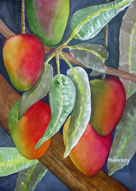 Mango One by Terry Arroyo Mulrooney | Tree painting, Fruit painting, Painting