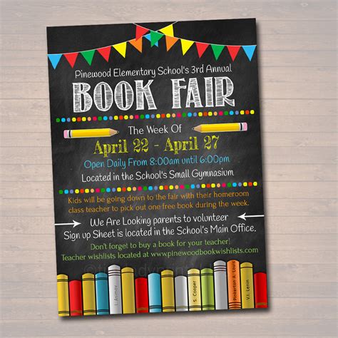 School Book Fair Flyer Invite With Directional Sign Template – TidyLady ...