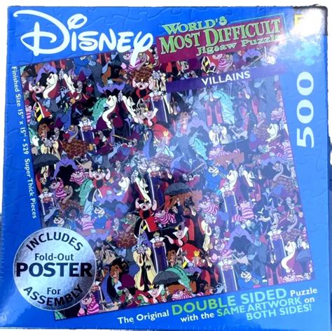 DISNEY WORLD'S MOST Difficult Jigsaw Puzzle: Villains w/ Poster 500 ...