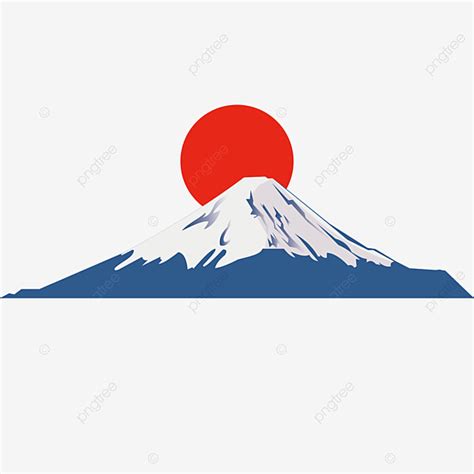 Mount Fuji Clipart Transparent PNG Hd, Red Sun Mount Fuji Snow Mountain ...