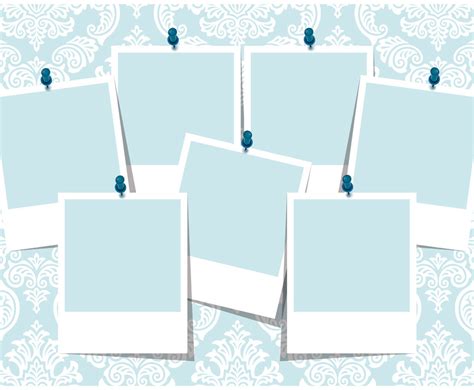 Blue Damask Photo Collage Template Vector Art & Graphics | freevector.com