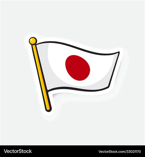 Sticker flag japan on flagstaff Royalty Free Vector Image