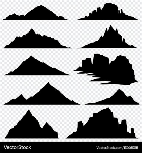 Mountain ranges black silhouettes set Royalty Free Vector