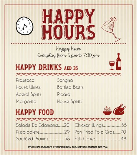 Happy Hour Menu | Bistro Des Arts